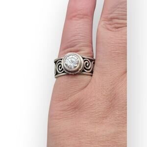 Silpada Rare Retired Sterling Silver Eternity Swirl CZ Vintage Ring – Size 7.5